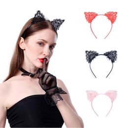 Costume Accessories 1 piece New Design Dot Rabbit /Kitty Ears Headband Sexy Lace Bunny Headwear Women Exotic Accessories Multicolor Girls Ha