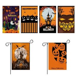 Halloween Garden Flag Pumpkin 47*32cm linen yard Banner Flags Halloween Decoration Party Supplies T2I52455