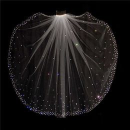 Glitter Bling Sparkling High Quality 1 Layer Crystals Wedding Veils With Comb White Ivory Bridal Accessories X0726