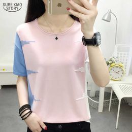 Pink O-Neck T Shirts Women Summer Thin Knitted T-Shirt Women Casual Woman T-Shirts Fashion Tops Tee Shirt Femme 13448 210527