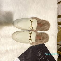 Newluxe Freizeitschuhe für Herren und Damen, Pelz-Designer-Slides, Smoking-Slipper, Stern-Hausschuhe aus Leder, modische Luxus-Slides b93