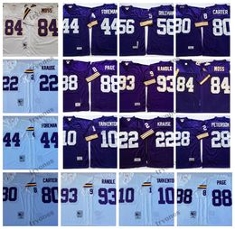 Vintage 84 Randy Moss 10 Fran Tarkenton 22 Paul Krause Football Jerseys 44 Chuck Foreman 56 Chris Doleman 80 Cris Carter 93 John Randle 28 Adrian Peterson 88 Page Jersey