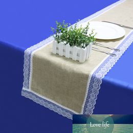 Imitated Linen Lace Table Runner For Wedding Party Event Banquet Home Decoration Supply Cover Tablecloth Accessories