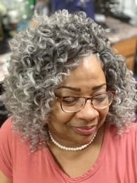 Grey crochet braids ponytail hairpiece granny hair platinum Colour Grey hair dont care freetress gogo curl human extensions