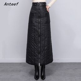 black cotton plus size vintage high waist autumn winter casual loose long for woman skirts womens 2021 skirt clothes 210309