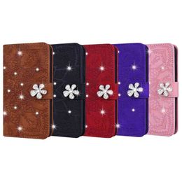 3D Flower Bling Diamond Leather Wallet Cases For Iphone 13 Pro Max 2021 IPHONE13 12 Mini 11 XR XS 8 7 6 Slot Lace Holder Flip Cover Book