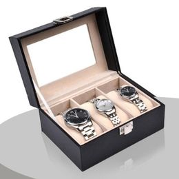 leather case for watches Australia - Watch Boxes & Cases 3 Slots Box PU Leather Case Holder Organizer Storage Dust-proof Detachable Wooden Display Gift