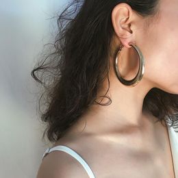 Hoop & Huggie Personality Big Earrings For Women Simple Geometric Mirror Metal Gold Female Fashion Jewelry