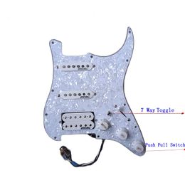 Prewired Pickguard SSH White Wk Alnico Pickups Coil Split 7 Way Switch Multifunction Loarded Wiring Harness