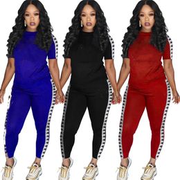 Women Designer Tracksuit 2 Pieces Set Short Sleeve T-shirt Sportswear Trousers Outfits Ladies New Fashion Sportswear Street Clothes klw3473