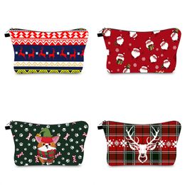 Christmas series elements new printed cosmetic bags clutch bag female multi-purpose Letter zipper travel storage Cases large capacity gift wholesale