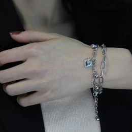 Link, Chain Punk Bracelets Bracelet Bangle Bohemian Circle Thick Tassel Pendant Double Niche Ins Women Jewelry 2021