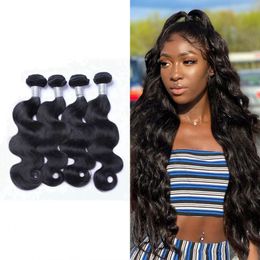 Body Wave Malaysian Virgin Human Hair Natural Color Weave 3/4 Bundles Double Weft for Women