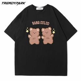 Men's Tshirt Plastic Bears Printed Summer Short Sleeve Hip Hop Oversize Cotton Casual Harajuku Streetwear Top Tee T-shirts 210601