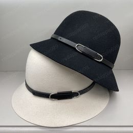 autumn winter wool belt formal caps lady white bucket cap women leisure hat