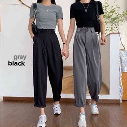 Straight Pants Women BF Style Chic Trendy Ladies Ankle-Length Trousers Summer All-match College Classic Teens Pantalones 211124