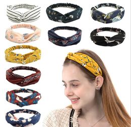 Floral Printed Hair Band Cross Sports Elastic Turban Chiffon Stretchy Girls Hairband Bandanas Fashion Hair Accessories 280 Designs BT5640