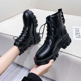 Women Motorcycle Boots New Female Autumn Fashion Woman's Jason s Boots Low Heel Vintage Buckle Casual Lady Boots H1009