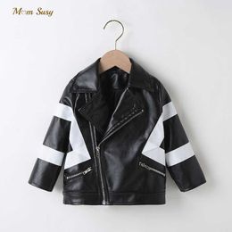 Fashion Baby Girl Boy PU Leather Jacket Patched Infant Toddler Child Leather Coat Spring Autumn Retro Outwear Clothes 1-7Y H0909