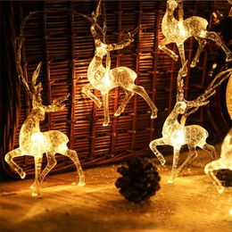 LED Sika Deer Light String Christmas Elk-shaped Oranments Xmas Tree Lantern Merry Christmas Decor For Home Happy Year 211104