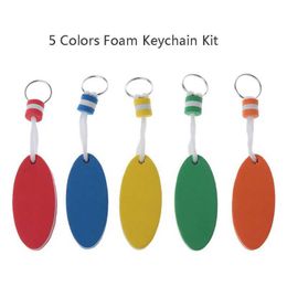 5 Colours Foam Floating Keychain Oval Shape Foam Floater Key Ring for Boating Fishing Surfing Sailing Outdoor Sports G1019