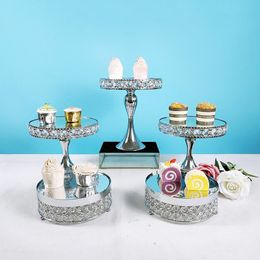 Bakeware Tools Other 1pcs-13pcs Decoration Wedding Crystal Mirror Cake Stand Set Silver Colour