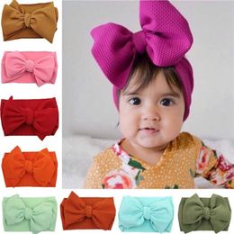 born Baby Girls Headband Toddler Big Bow Hairband Cute Solid Stretch Turban Knot Head Wrap Head Wear 211023