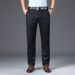 BROWON Arrival Casual Pants Men Mid Waist Straight Formal Long Trouser Adult Solid Color Flat Design Pant Business Men 211108