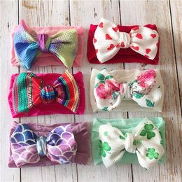 2022 kids hair accessories for girls jojo siwa head bands baby girl hair bows children printed hairbands nylon headwraps boutique