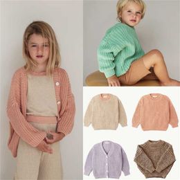 Kids Sweaters Brand Autumn Winter Boys Girls High Quality Commission Thick Cardigan Baby Child Outwear Clothes 211106