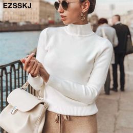 Korean Style Loose Sweater Women Pullover Casual Half Turtleneck Long Sleeve Knit Female Jumpers solid basic sweater 211011