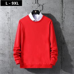 white hooded sweater Australia - Men's Hoodies & Sweatshirts Basic Men Black Plus Size 7XL 9XL White Pullovers Orange Korean Red Clothes 8XL Loose Sports Casual Sweater Tops