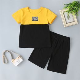 Summer Infant Rompers Clothes Short-sleeve Patchwork T-shirt Black Shorts Baby Girls Costume 18M-6T 210629