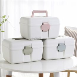 Portable Large Capacity Medicine Chest Cabinet Double Layer Health Box Family Home Drug Holder Storage Organiser First Aid Kit 210315