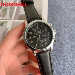 All Dials Work Brand Mens Watches Male Clock Wristwatches Leather Strap Fashion Quartz Waterproof Calendar Men Watch234F