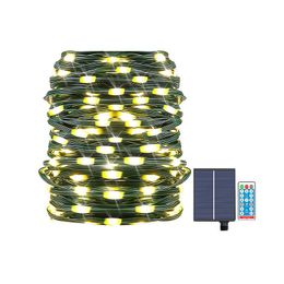 Solar string lamp 200led 23m 8 modes Dark Green Line Leather Remote Control Fairy Festival Outdoor Decoration Christmas New Year Lights