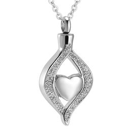 Cremation Jewellery for Ashes The Eye of My Heart Stainless Steel Crystal Teardrop Pendant Keepsake Memorial Urn Necklace for Men Women