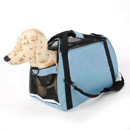 Portable Breathable Waterproof Hollow-out Pet Handbag Light Blue Color Size L Pet bag Breathable For Dog