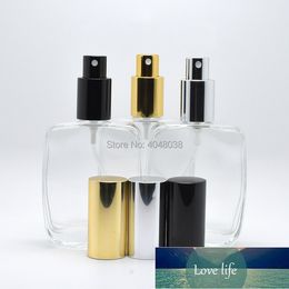 50ml Clear Glass Perfume Spray Bottle Silver /Black /Gold Cap Cosmetic Parfum Packaging Container Perfume Atomizer