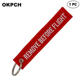 Key Fobs Chains Jewelry Red Embroidery Remove Before Flight Keyring Gift for Friends PK0093