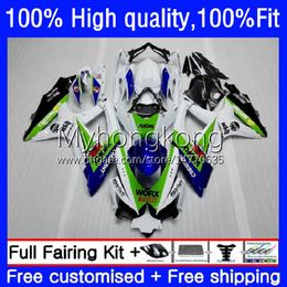 Injection Mould Fairings For SUZUKI GSXR600 GSXR-750 750CC K8 GSXR750 08-10 22No.17 GSXR Green blue white 600 750 CC 600CC GSX-R600 08 09 10 GSXR-600 2008 2009 2010 OEM Bodys