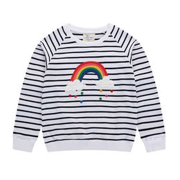 jumping Metres Arrival Rainbow Children's Sweatshirts Cotton Stripe Baby Girls Hoodies Selling Kids Clothing Toddler Top 210529