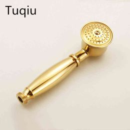 Gold Bathroom Shower Head Water Saving Brass Telephone Style Hand-held Shower Head Sprayer Tap Banheiro Lavabo Ducha plumbing H1209