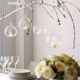 12Pcs 6/8cm Hanging Tealight Holder Glass Globes Terrarium Wedding Candle Holder Candlestick Vase Home Hotel Bar Decoration Y200109