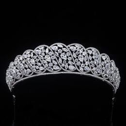 -Princesa elegante coroas luxo zircão cheia de cristal tiara cabelos de casamento acessórios festas de festa nupcial capacete