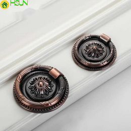 round single hole red bronze drawer handle European cabinet wardrobe invisible ring bathroom