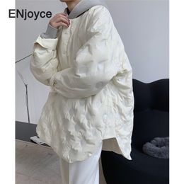 Women Winter Design Light Oversized Duck Down Coat Japanese Shirt Style Pullover Parka Jacket Loose Warm Outerwear Tops 210923