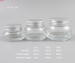 12 x Portable transparent beveled shoulder glass cream Jar 1oz 5/3oz Clear Glass Cosmetic Containers Packaging 15g 30g 50ggoods qty