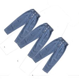 Jeans Girls Pants Ruffles Kids For High Waist Pattern Children Casual Skinny Children's Clothing Spring Autumn8