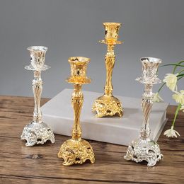 Candle Holders Gold/Silver Pillar Decorative Centerpieces Table Mantel Fireplace Metal Candlestick European Home Decor